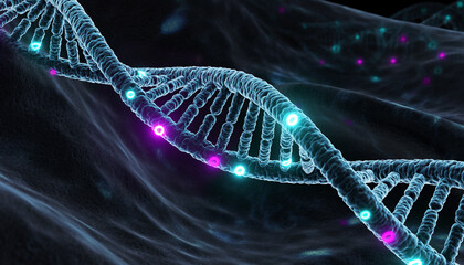 dna strand on blue background