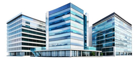 Modern Office Buildings Exterior View with Glass Facade Architecture in Urban Environment Low Angle