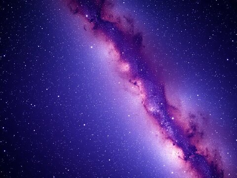 A breathtaking expanse of the Milky Way galaxy, a celestial river of stars against a deep cosmic purple hue, evoking wonder and the vastness of space, Milky Way,  starry night - Powered by Adobe