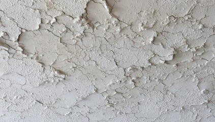 Close-up view of a textured, peeling surface, exhibiting cracks and discolored paint