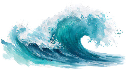 Powerful turquoise ocean wave cresting with white foam and spray crashing wave turquoise water