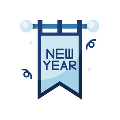 Happy New Year Typography Vector – Modern Typography, Glitter Effects, Fireworks Icons, Party Elements, Holiday Template