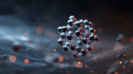 A molecular structure model floating in a digital space 
