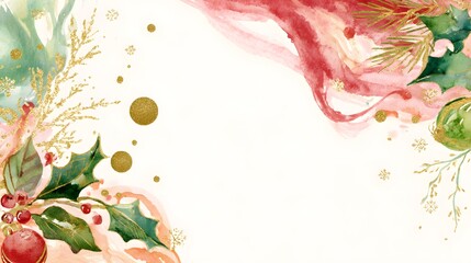 Festive watercolor Christmas banner design evokes cozy holiday cheer with elegant gold accents