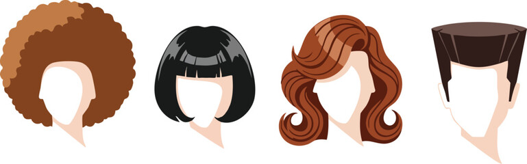 Diverse Wigs Illustration A Variety of Hair Styles