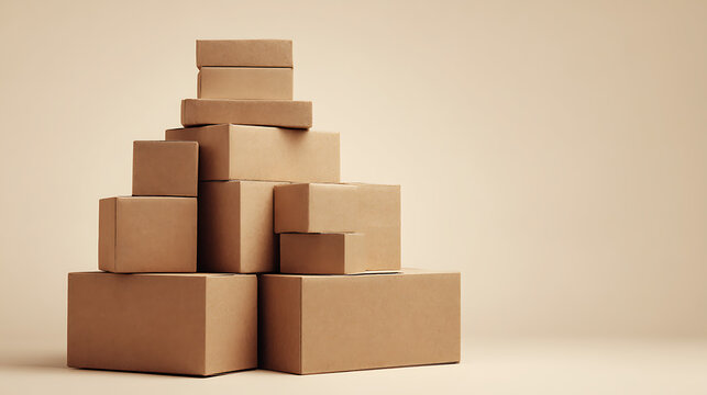 Stacked Cardboard Boxes Minimalist Arrangement brown packaging