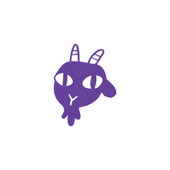 Purple Cartoon Goat Head Illustration