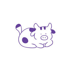 Simple line art of a lying spotted pig