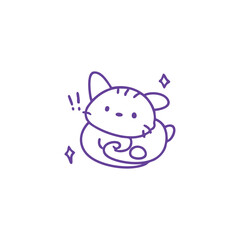 Cute Cartoon Cat Illustration with Sparkles