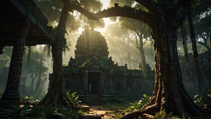 a temple in the middle of a jungle
