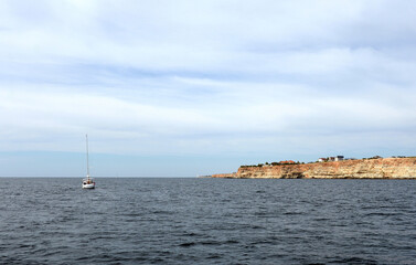 Steep Black Sea coast in Sevastopol