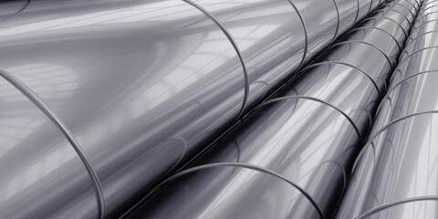 Stack of spiral steel pipes close up, industry or construction background