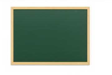 Empty green chalkboard with a light wooden frame. Isolated on transparent background, png