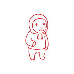 Simple Line Drawing of a Child in Winter Clothes