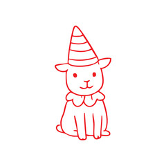 Adorable Cartoon Cat Wearing a Clown Hat