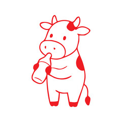 Cow Drinking Milk Cartoon