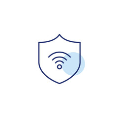 Shield and wi-fi symbol. Safe network access. Pixel perfect, editable stroke vector icon