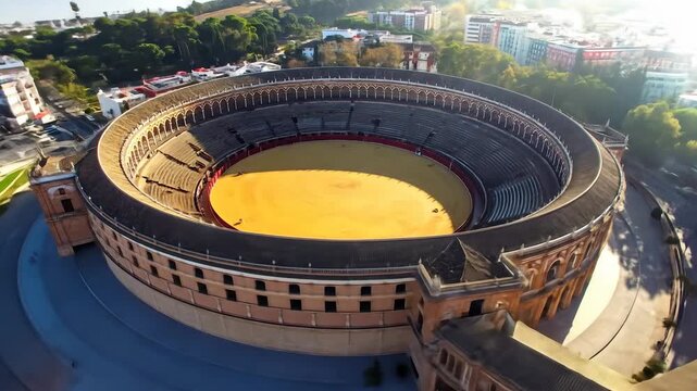 Aerial View of Plaza de Toros de la Maestranza in Seville.