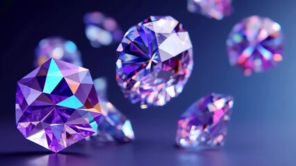 Sparkling diamonds floating against a dark blue background, luxury and elegance. - Powered by Adobe