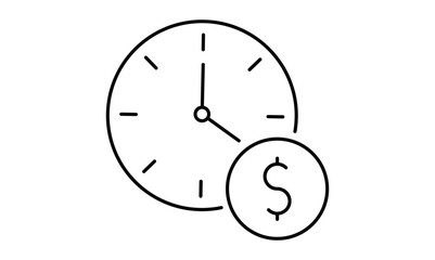 Time is money line vector icon isolated on transparent background. EPS 10