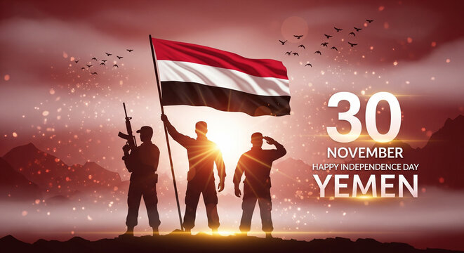 Yemen Independence Day, 30 November Military Silhouette Patriotic Poster