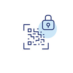QR code and lock. Verified entry, secure access. Pixel perfect, editable stroke vector icon