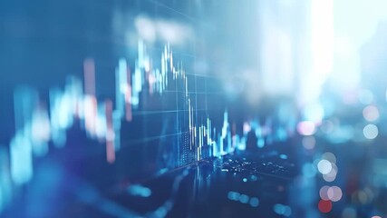 Abstract Financial Stock Market Chart with Glowing Data Analysis. - Powered by Adobe