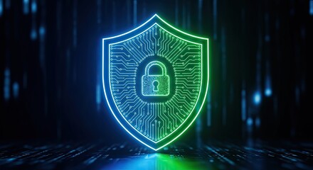 Cybersecurity shield protecting digital data with advanced encryption technology, symbolizing trust and robust online security for your business network
