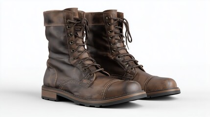 Stylish brown combat boots on a light background perfect for casual and outdoor wear