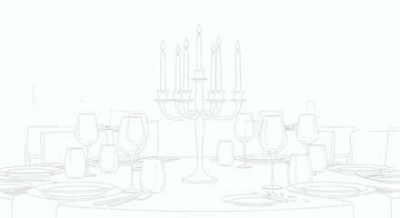 Elegant table setting with candelabra and glassware for a formal dining event