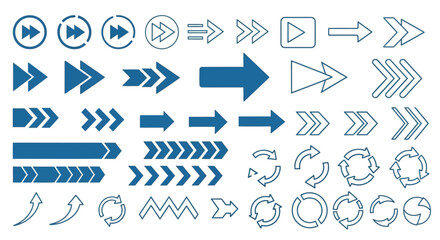 Versatile collection of modern vector arrow icons and refresh symbols for digital interfaces, web design, and graphic projects, providing clear directional and action cues for users