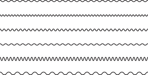 シンプルな波線のベクターイラストセット　
Black simple vector wavy lines