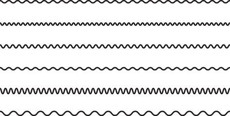 シンプルな波線のベクターイラストセット　
Black simple vector wavy lines