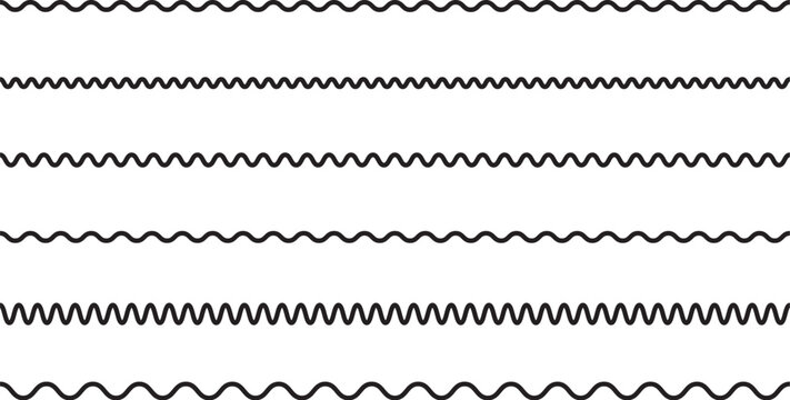 シンプルな波線のベクターイラストセット　
Black simple vector wavy lines