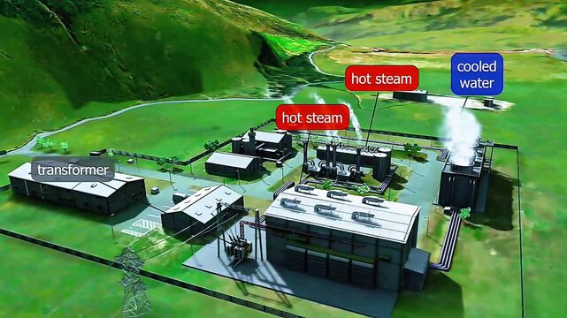 Geothermal power station 3D view