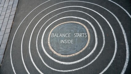 Minimal Chalk Sketch Of Concentric Circles With The Word Balance Inside