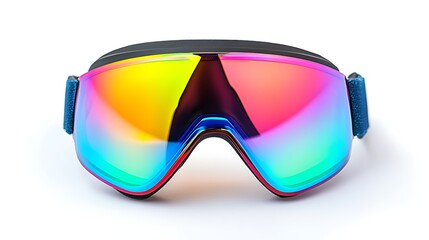 Colorful Reflective Ski Goggles &ndash; Rainbow Lens Snowboarding Eyewear on White Background