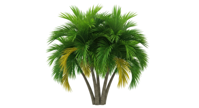 Lush green palm tree brings tropical vibes to your design project with its vibrant fronds, radiating serenity