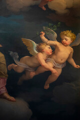 Obraz premium Painting (19th century) of cherubs in the sky.