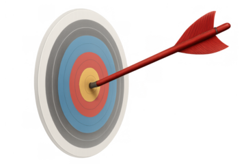 Target bullseye with arrow hitting center, symbolizing success, goal achievement, accuracy, and precision