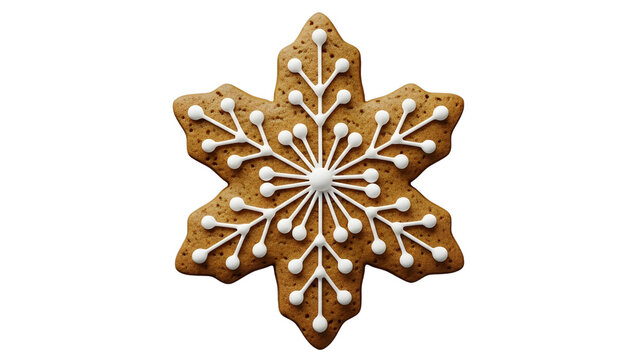 Gingerbread Snowflake Cookie PNG &ndash; Christmas Treat with WhitChristmas Gingerbread Snowflake PNG Cutout &ndash; Festive Cookie with Icing Details
