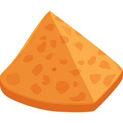 Isometric Icon of a Pizza Slice With Orange Cheese and a Transparent Background in a Simple Flat Design Style