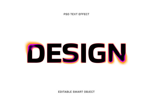 Outline Glow Blur Text Effect Template Modern Neon Typography PSD Mockup