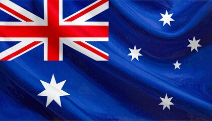 australia flag on the wind Artistic Waving Flag of Australia with Blue Texture and Stars