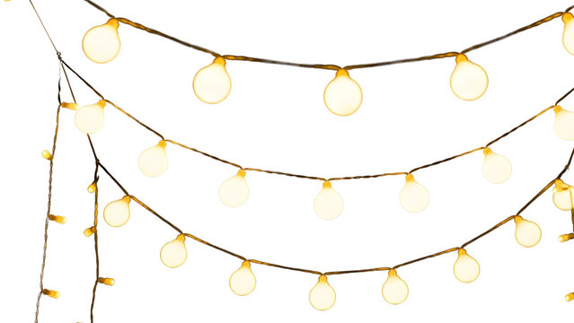 Christmas bulbs twinkle with gentle shine. Wreath light chain wraps celebration invite. Neon sparkle shapes warm visual mood. Transparent light arc highlights festive promo