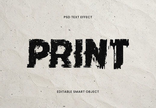 Vintage Grunge Distort Print Text & Logo Effect Template Rough Texture PSD Mockup