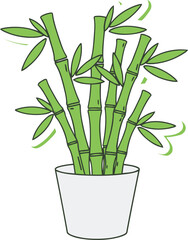 Tall green bamboo stalks with lush leaves in a white pot bring fresh zen energy to nature lovers