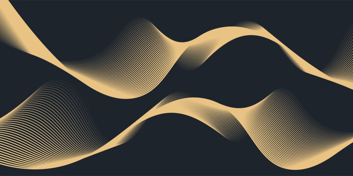 Abstract geometric vector curve lines shape in premium gold color isolated on transtransparent background. Dinamic flowing gold gradient wave pattern. Vector llustration