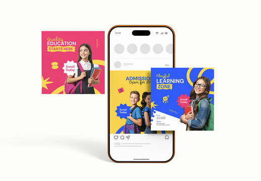 Colorful and Modern School Admission Social Media Post Template