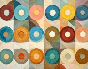 Abstract Geometric Pattern with Concentric Circles and Tiled Background